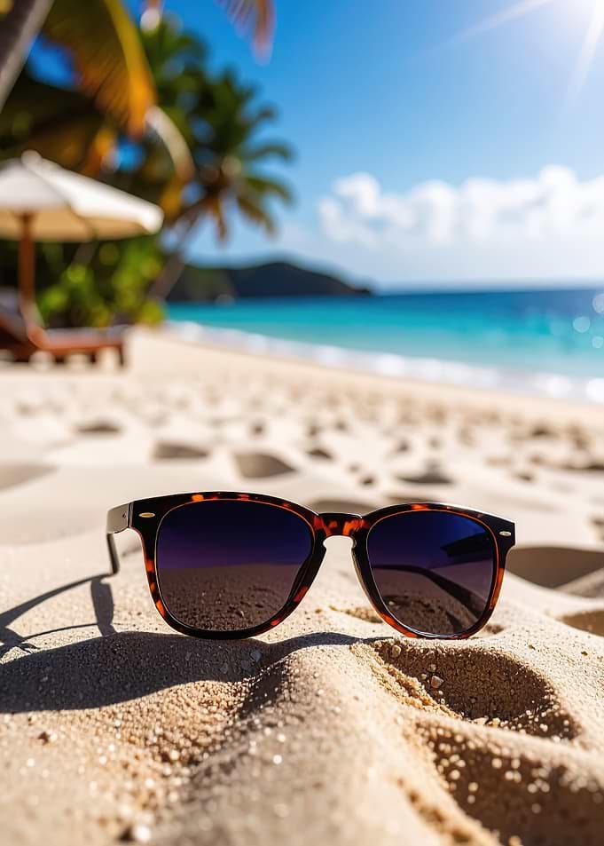 Sunglasses on a Tropical Beach