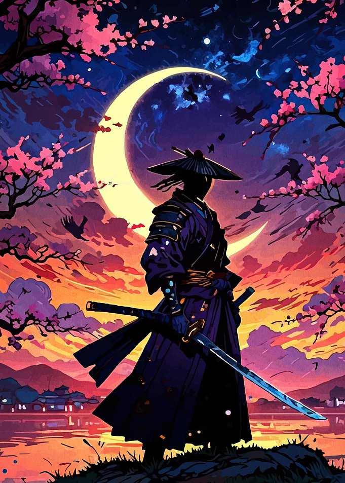 Samurai Under a Crescent Moon
