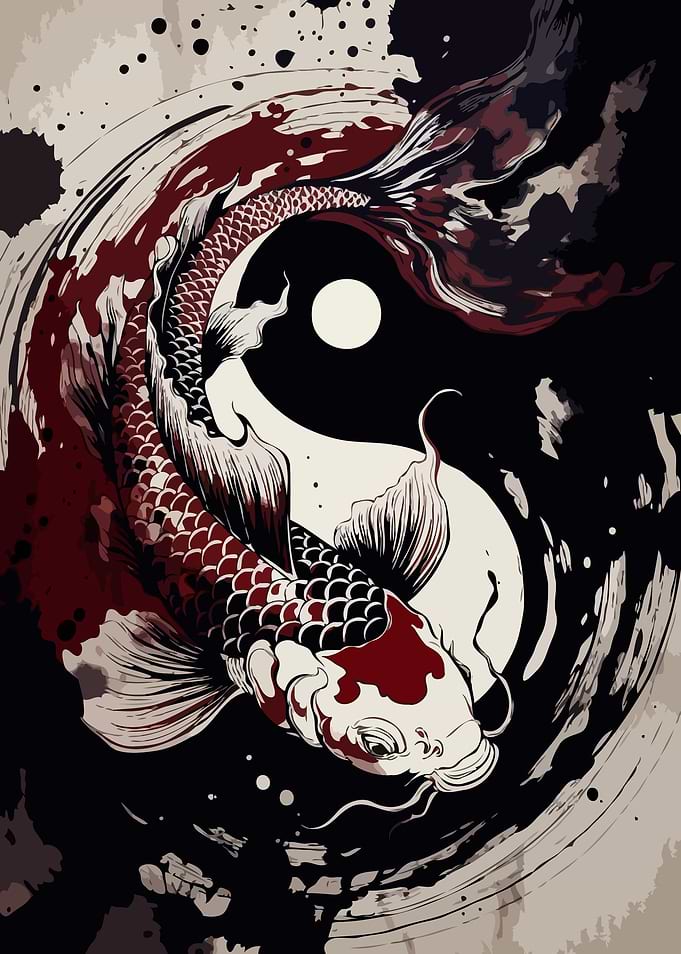 Yin Yang Koi Fish Art