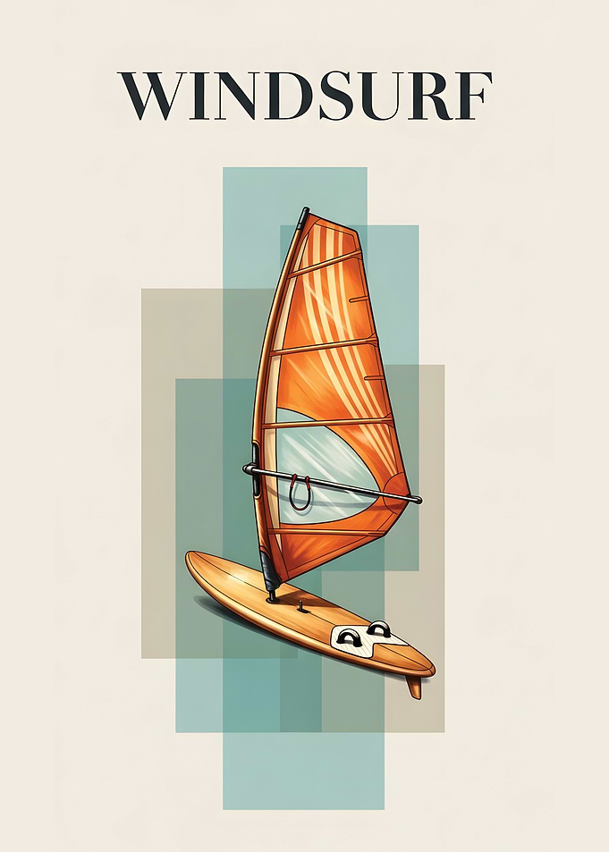 Windsurf Board and Sail Illustration
