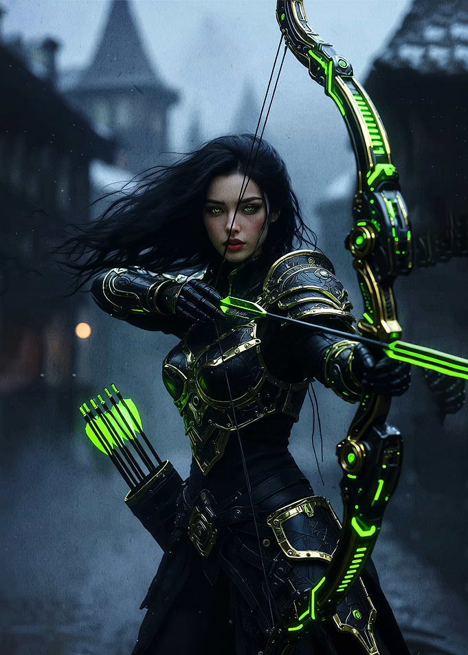 Fantasy Archer with Glowing Bow