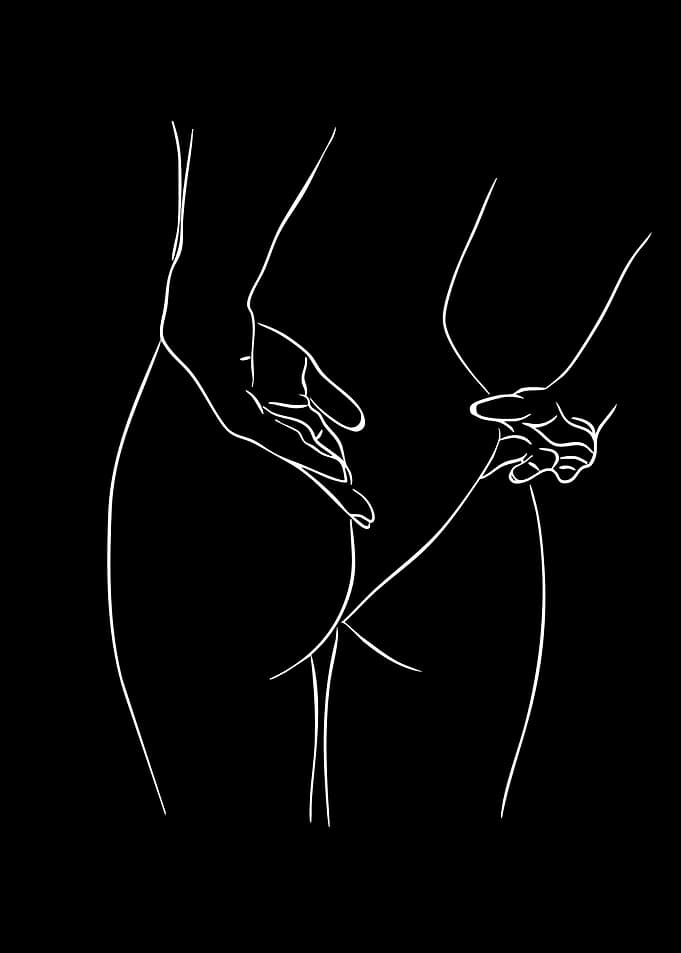 Minimalist Line Art of Hands and Body