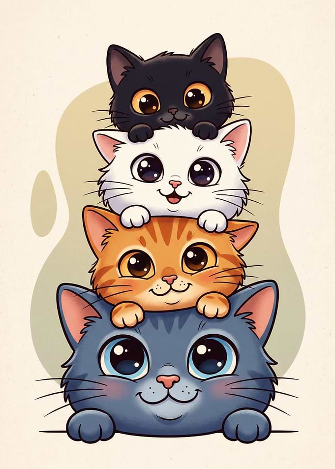 Stack of Cute Kittens