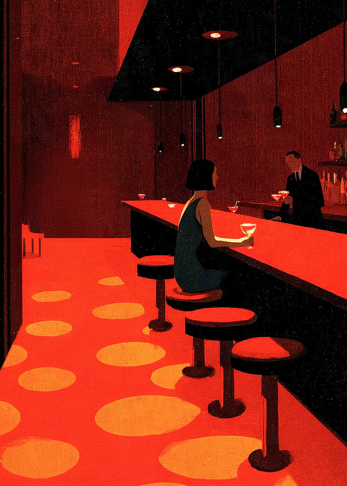 Retro Bar Scene with Couple