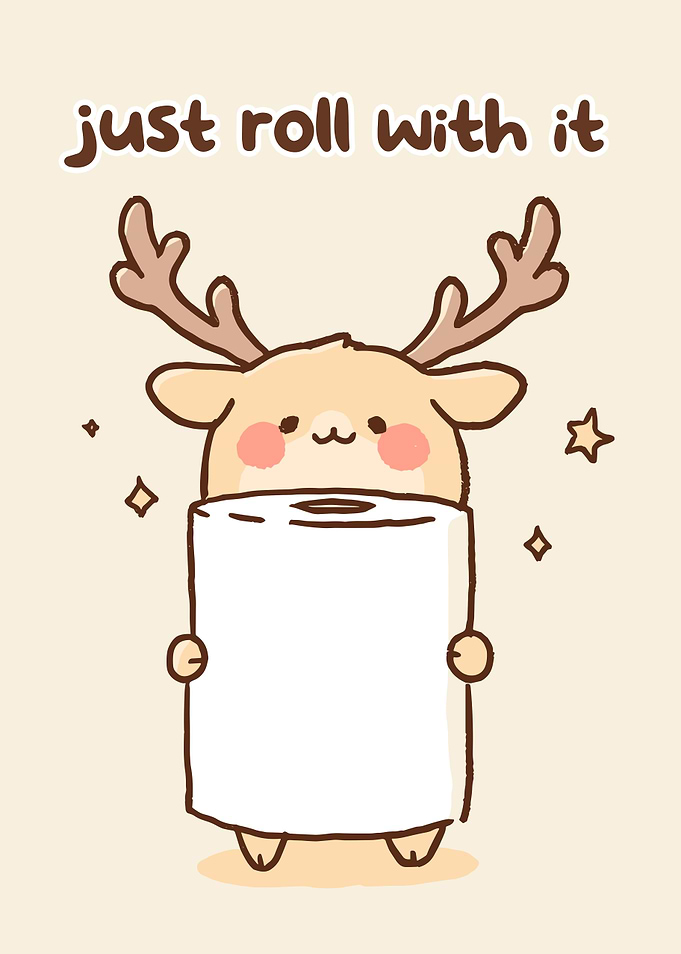 Cute Deer Holding Toilet Paper
