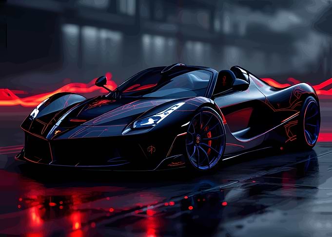 Black Sports Car with Red Accents