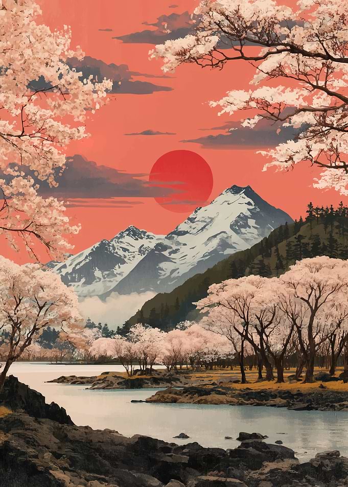 Japanese Cherry Blossom Landscape