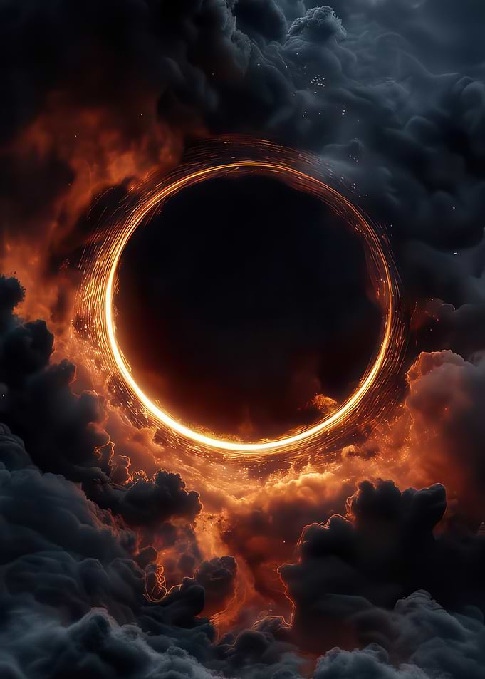Fiery Ring in Dark Clouds