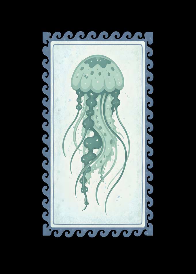 Jellyfish Stamp Illustration