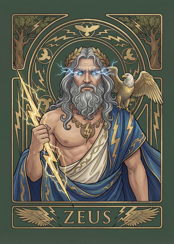 Zeus with Lightning and Eagle