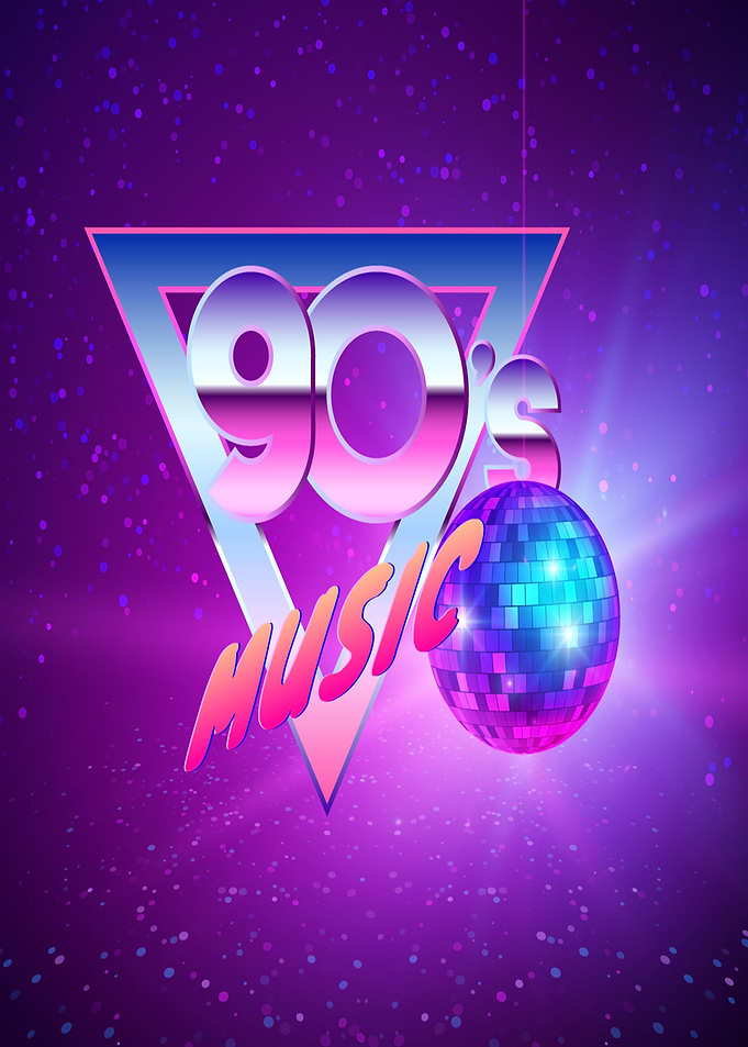 90s Music Disco Ball Retro Poster