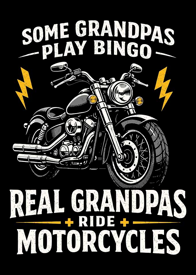 Grandpa Motorcycle Poster, Funny Biker Grandpa Wall Art, Vintage Bike Quote Print