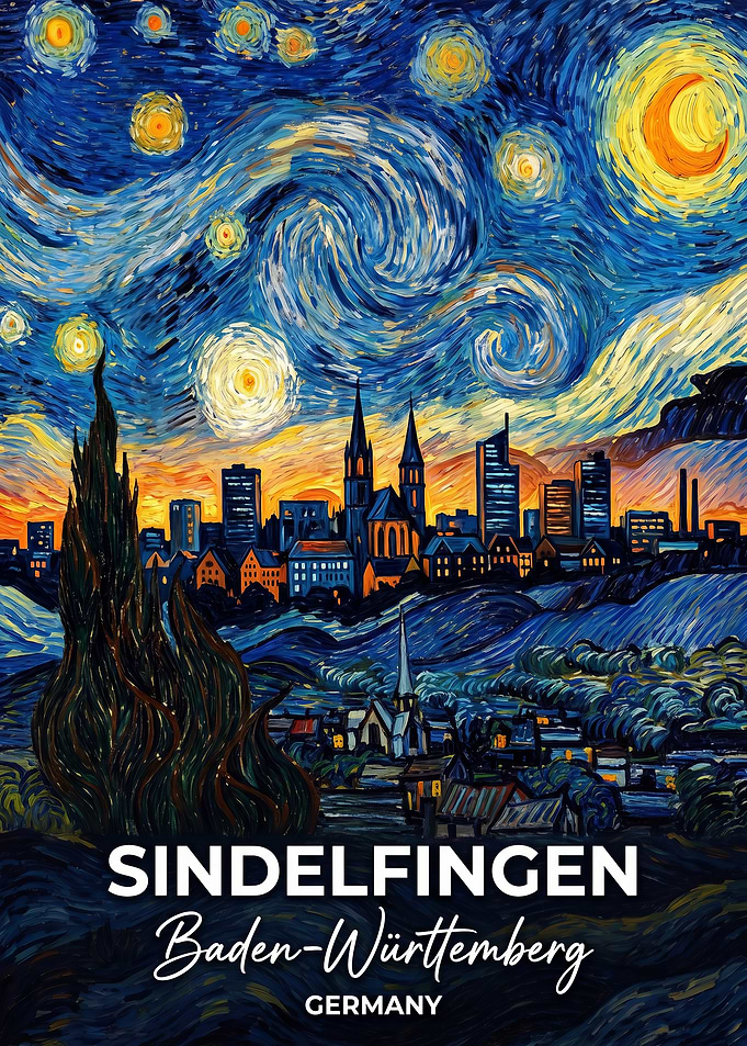 Sindelfingen Germany Starry Night Cityscape