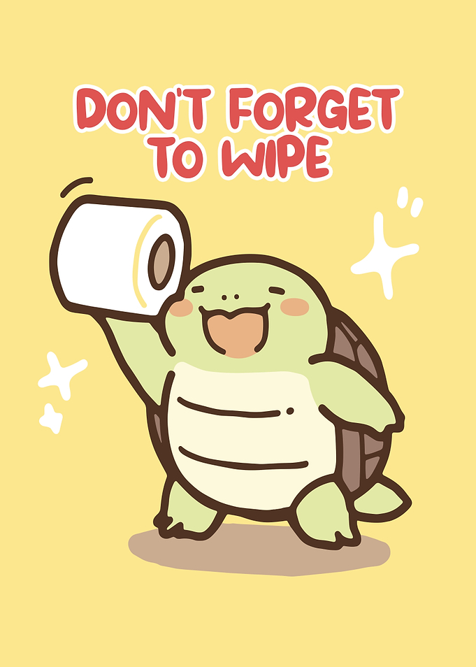 Cute Turtle Holding Toilet Paper