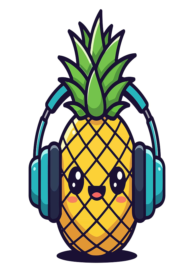 Cute Pineapple Wearing Headphones