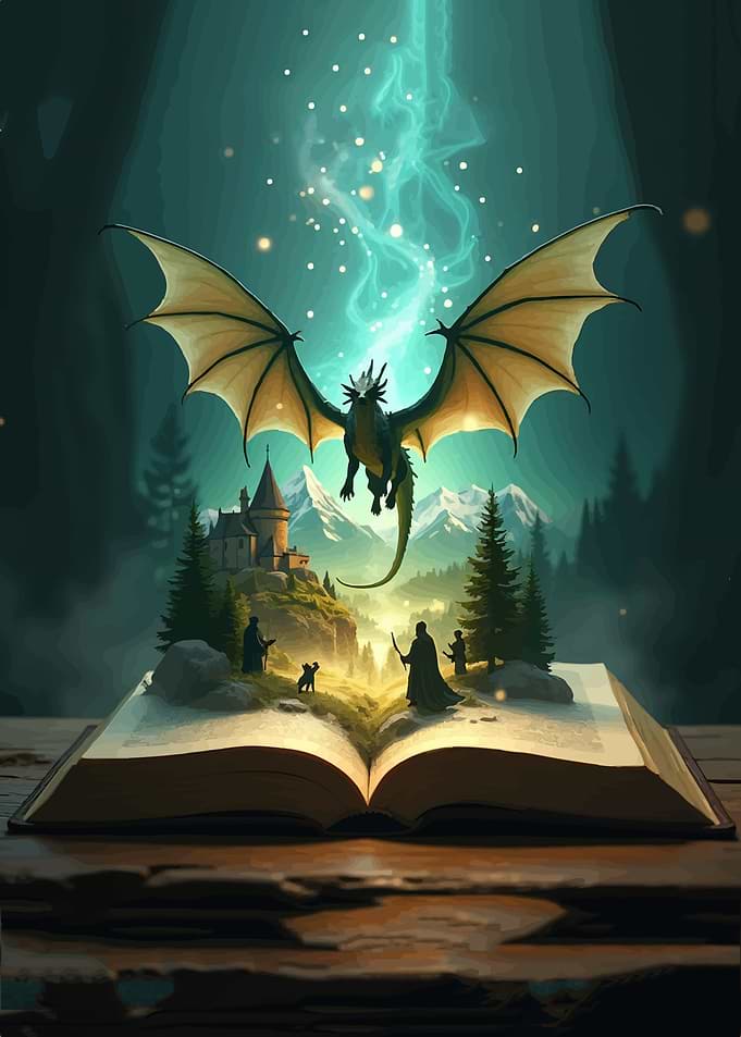 Dragon Emerging from an Open Book