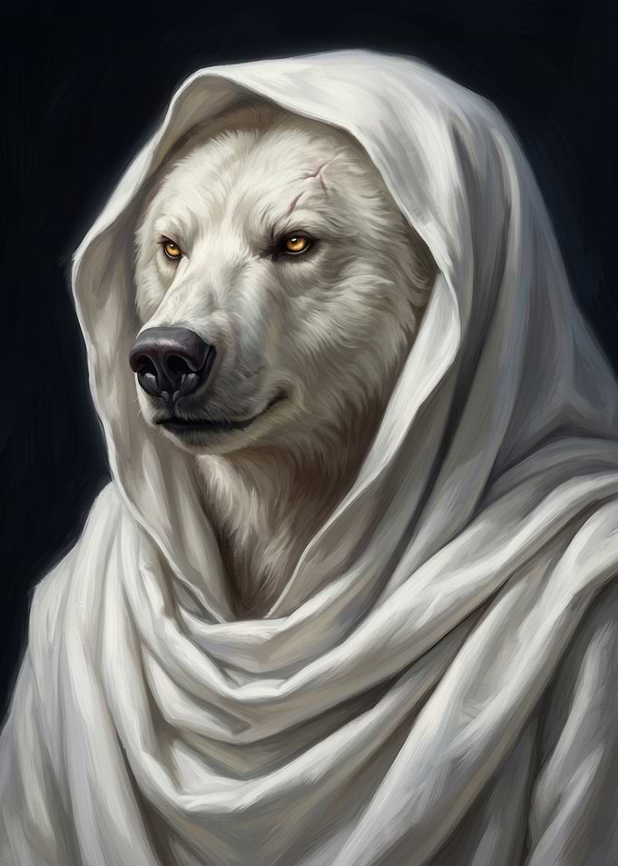 White Bear in a Hooded Robe