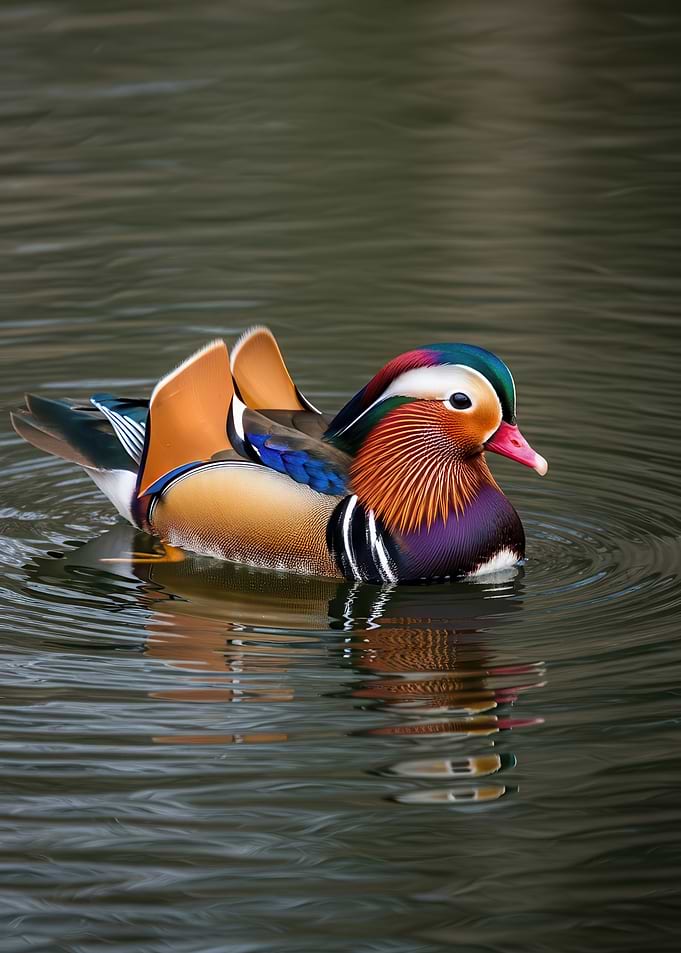 Mandarin Duck Swimming
