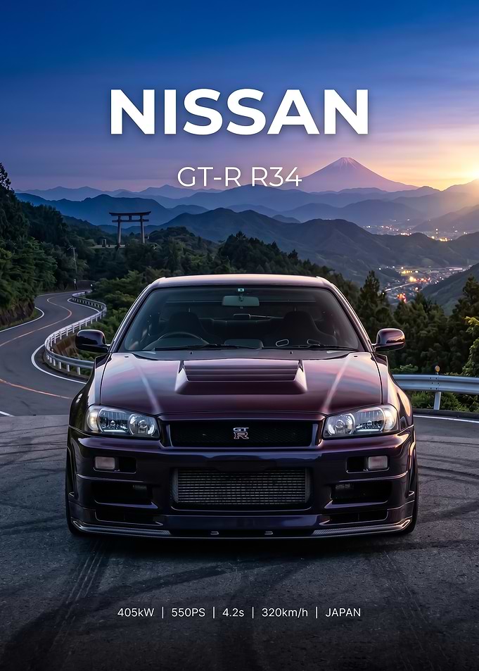 Nissan GT-R R34 in Japan poster