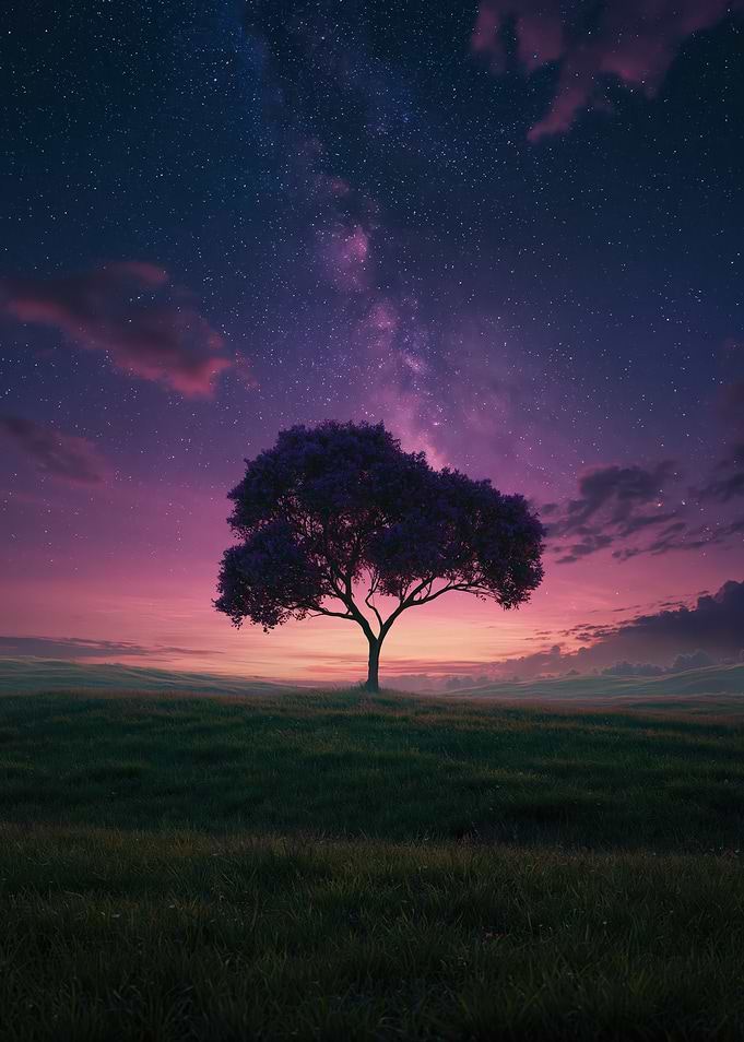 Tree Under Starry Sky