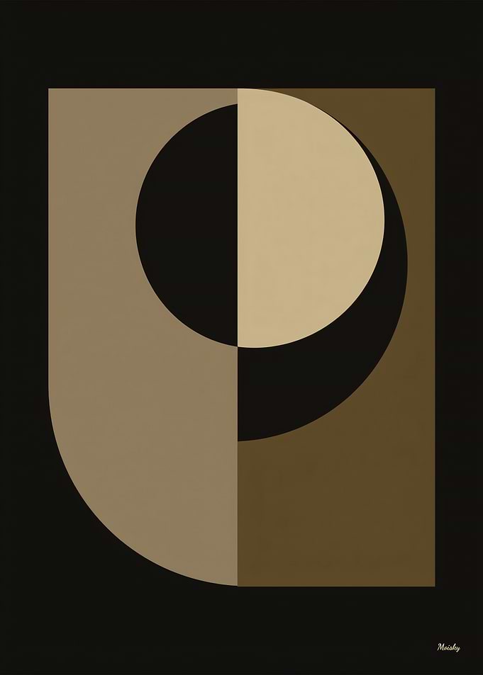 Dual Eclipse Geometry – Art Deco Minimal Poster