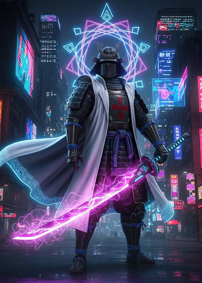 Cyberpunk Samurai with Electric Katana