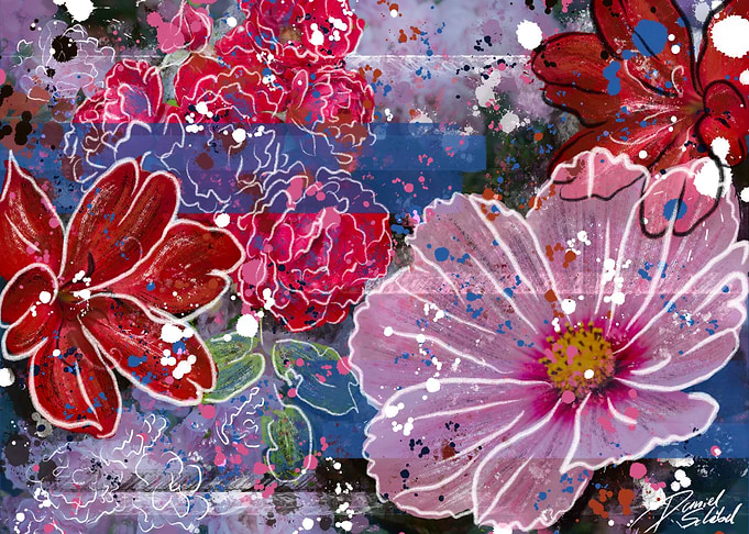Vibrant Floral Splatter Painting 2