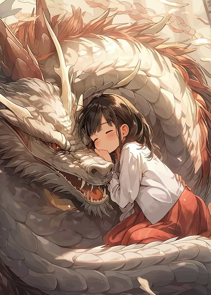 Girl Sleeping on a Dragon