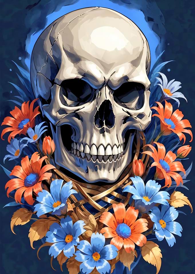 Skull with Flowers