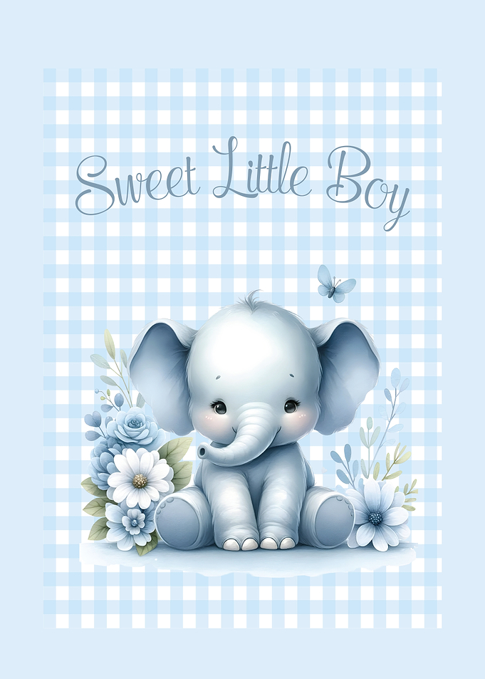 Cute Baby Elephant with Flowers