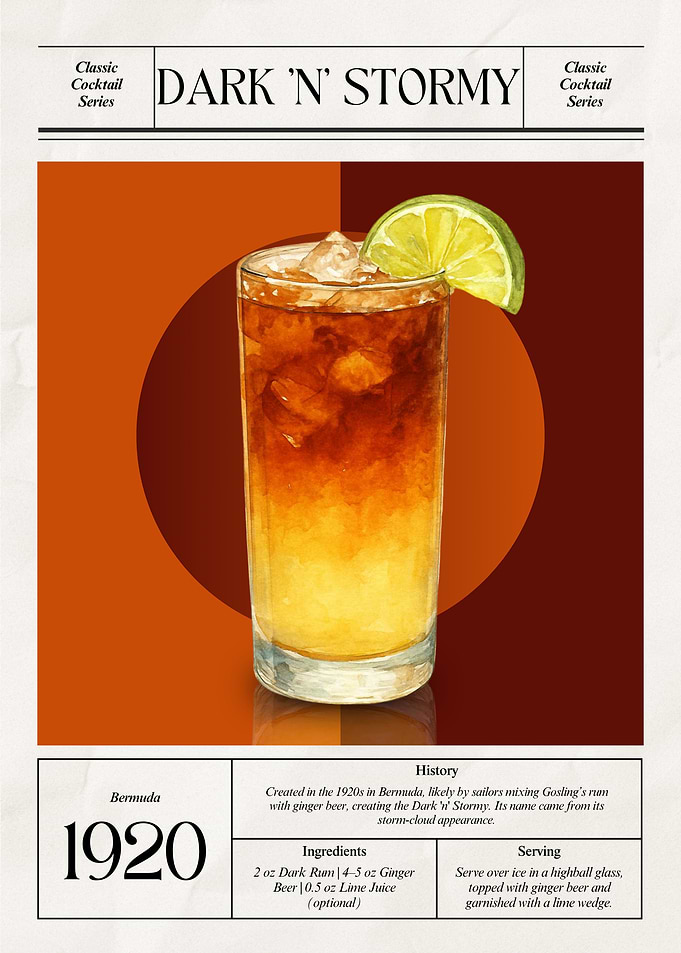 Vintage Dark ‘n’ Stormy Cocktail – Classic 1920 Bermuda Icon