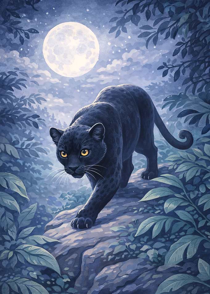 Black Panther in Moonlight