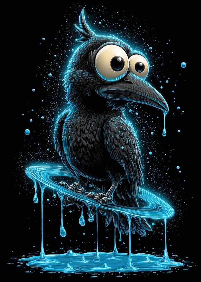 Cartoon Crow with Big Eyes