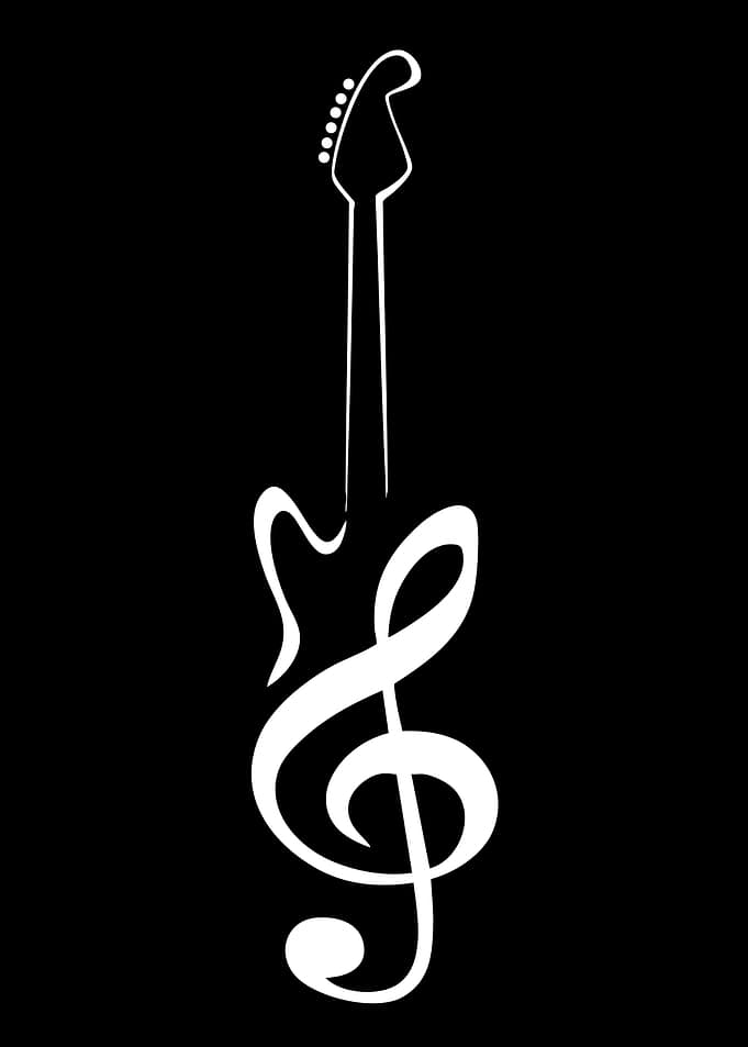 Guitar and Treble Clef Silhouette