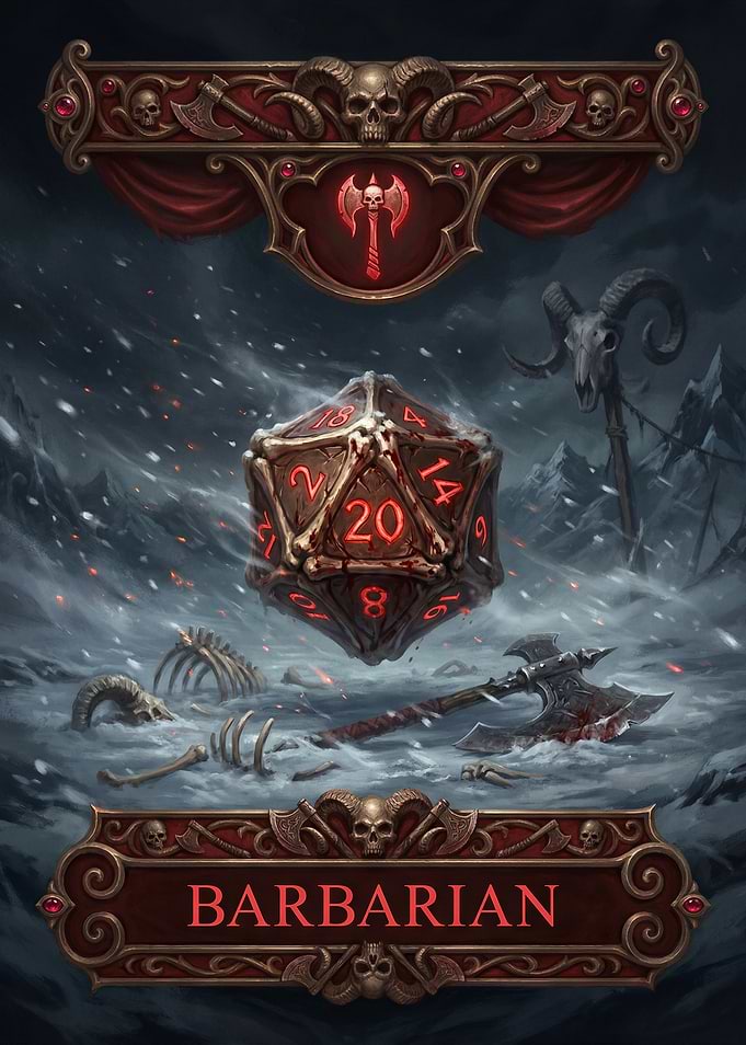 Barbarian D20 Dice and Axes