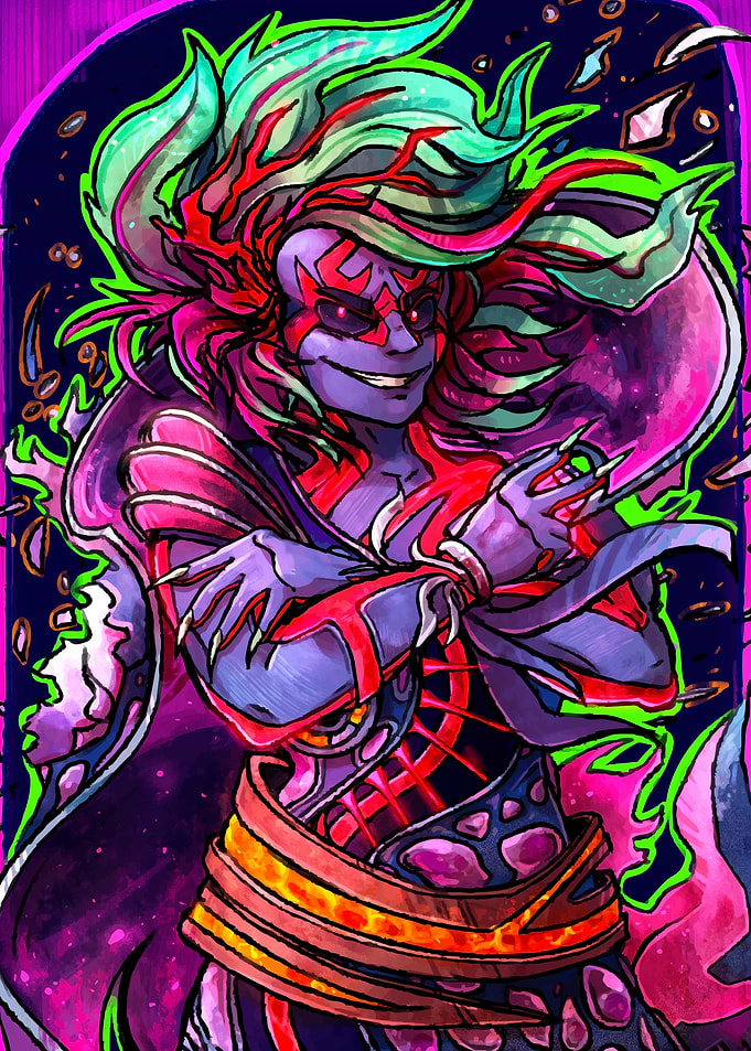 Anime Character with Fiery Hair and Mask