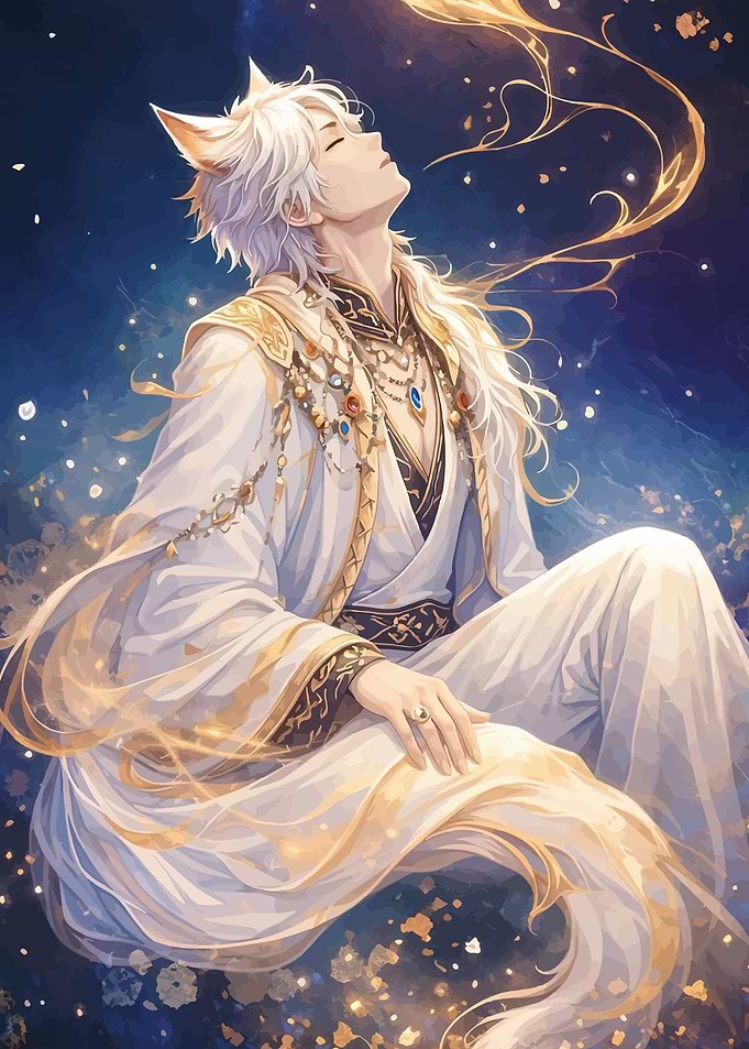 Anime Fox Boy with Golden Aura