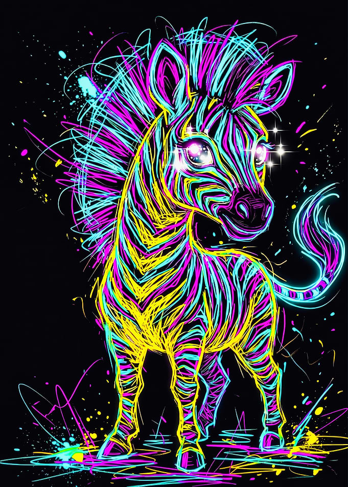 Vibrant Neon Zebra Graffiti