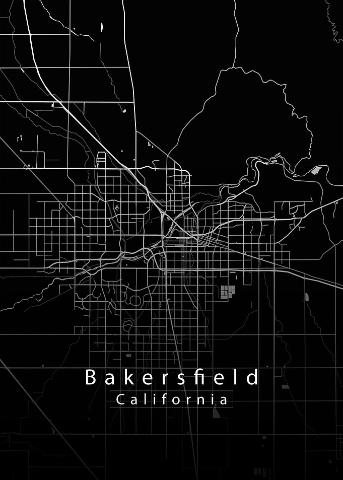 Bakersfield California City Map black