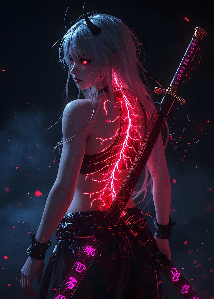 Demon Girl with Katana