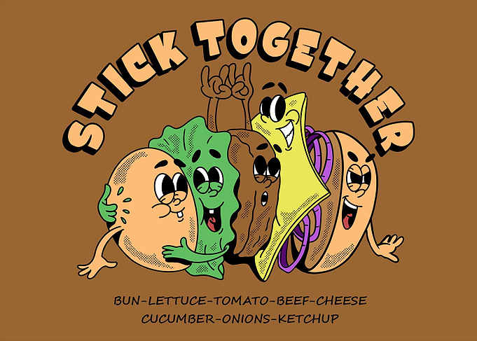 Funny Food Characters Hugging