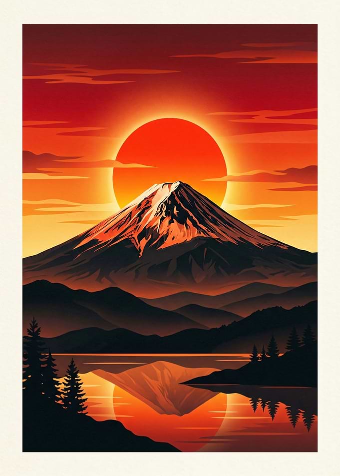 Mount Fuji Sunset Reflection