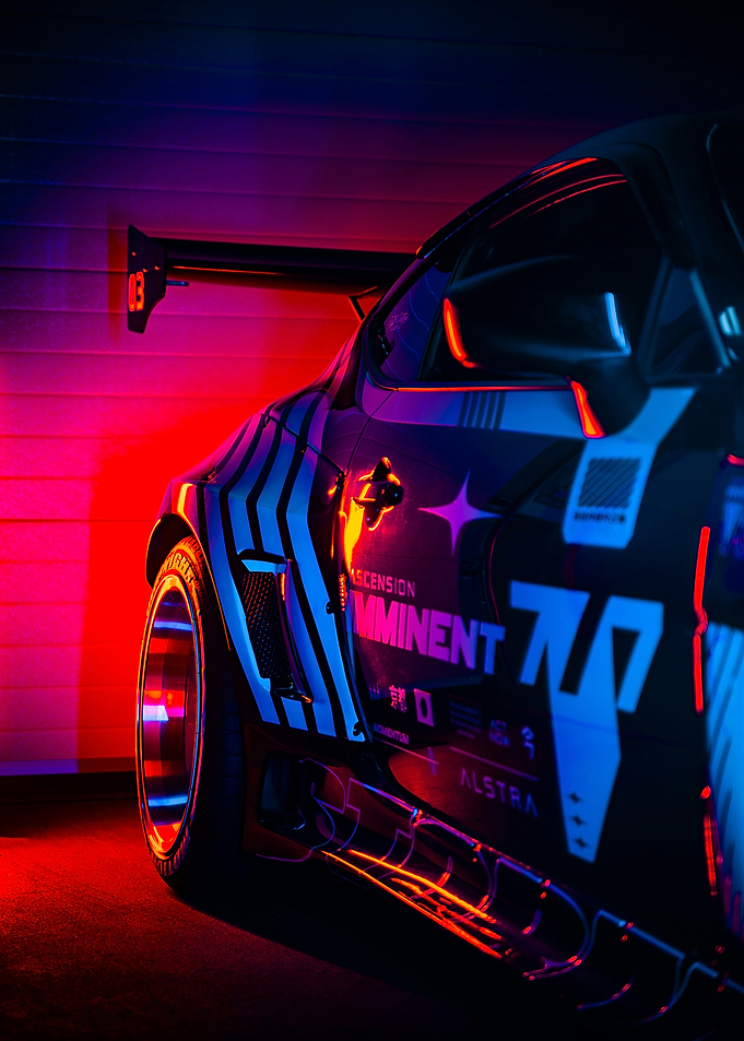 Cyberpunk Race Car with Neon Lights