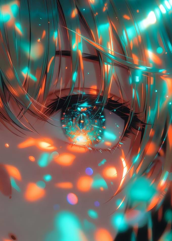 Anime Eye with Bokeh Lights