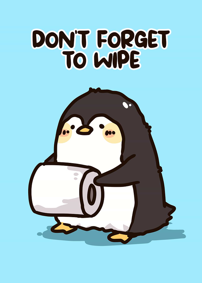 Cute Penguin Holding Toilet Paper