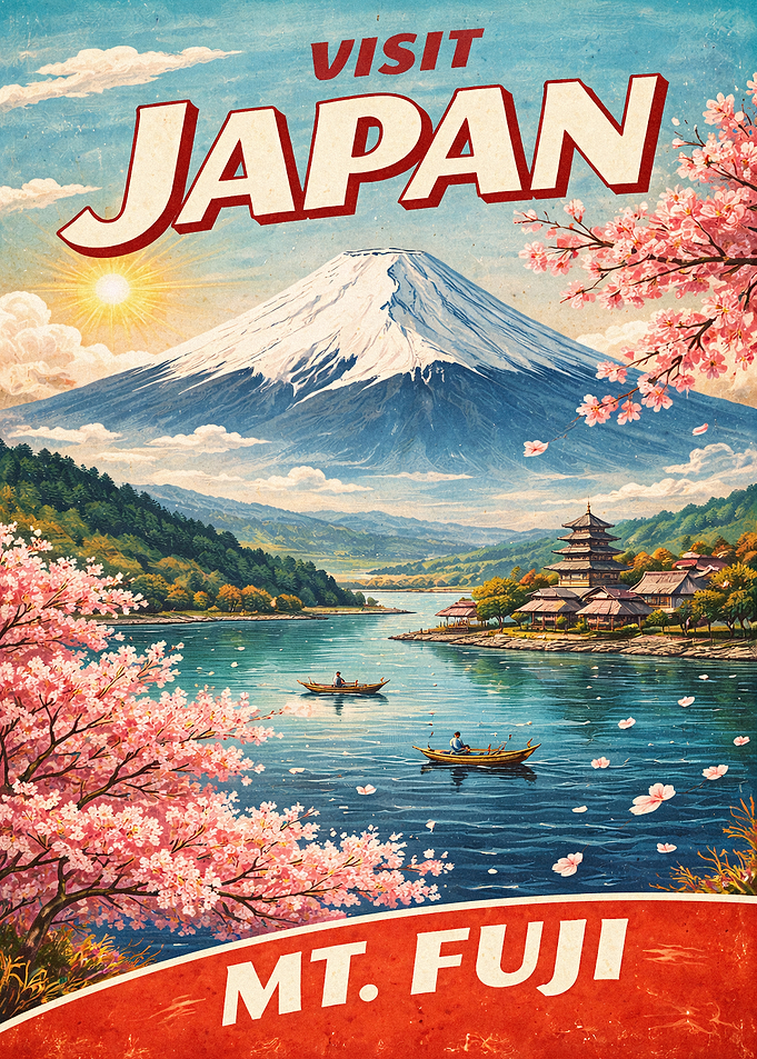 Visit Japan Mt. Fuji Vintage Poster