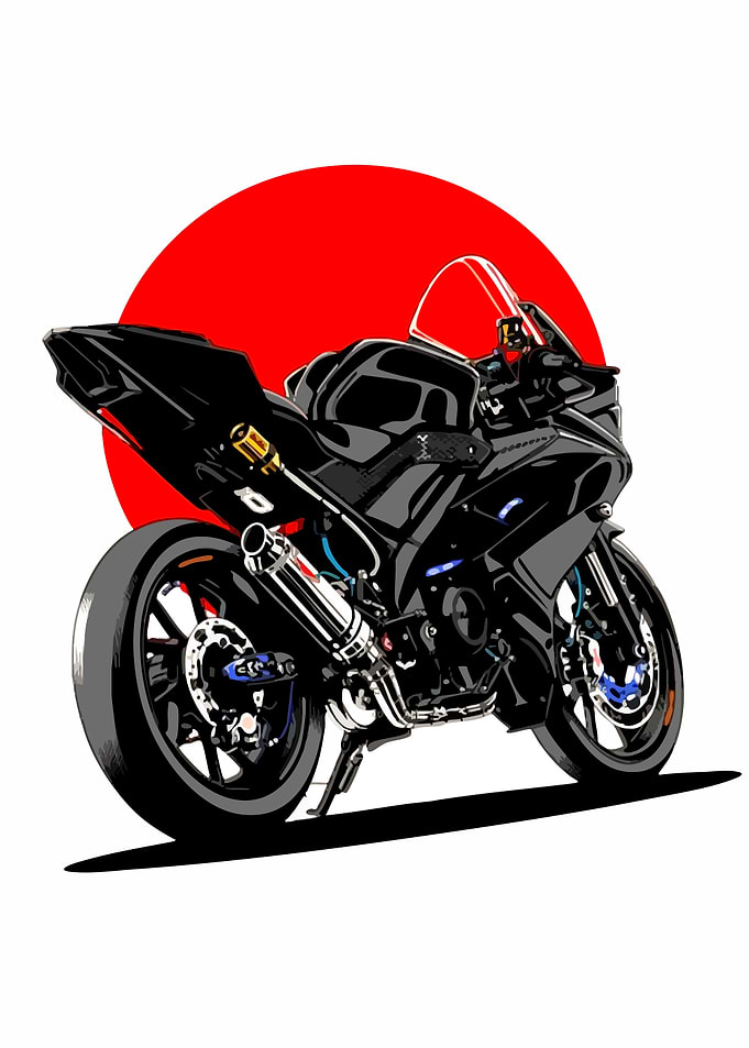 Black Sportbike with Red Sun Background