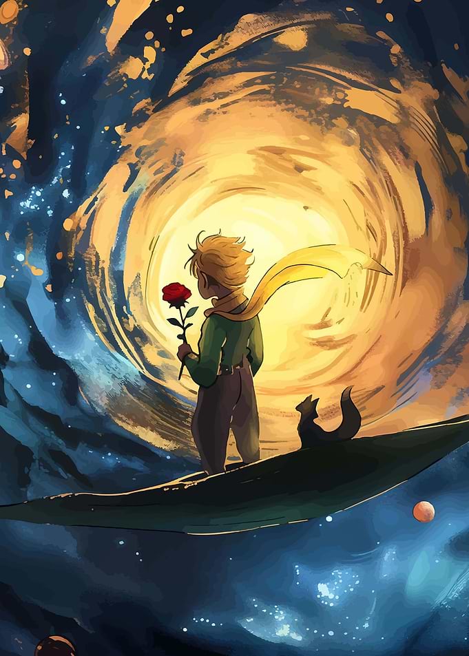 The Little Prince and his Rose in Space
