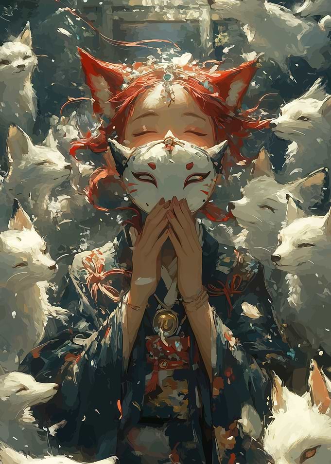 Fox Spirit Girl with Mask