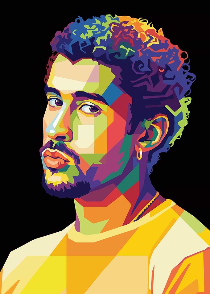 Colorful Pop Art Portrait of Bad Bunny